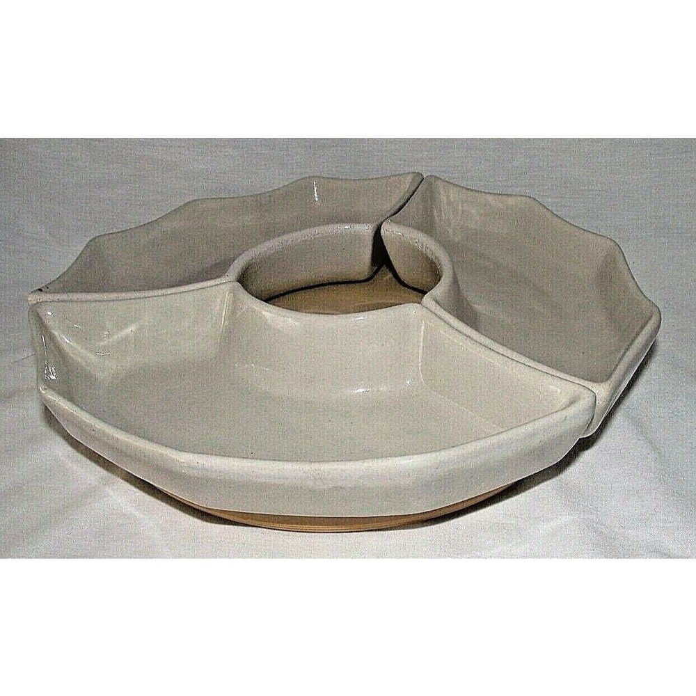 RRP Lazy Susan Organizer 3 Dishes Chip Dip Robinson Roseville Turntable Tray